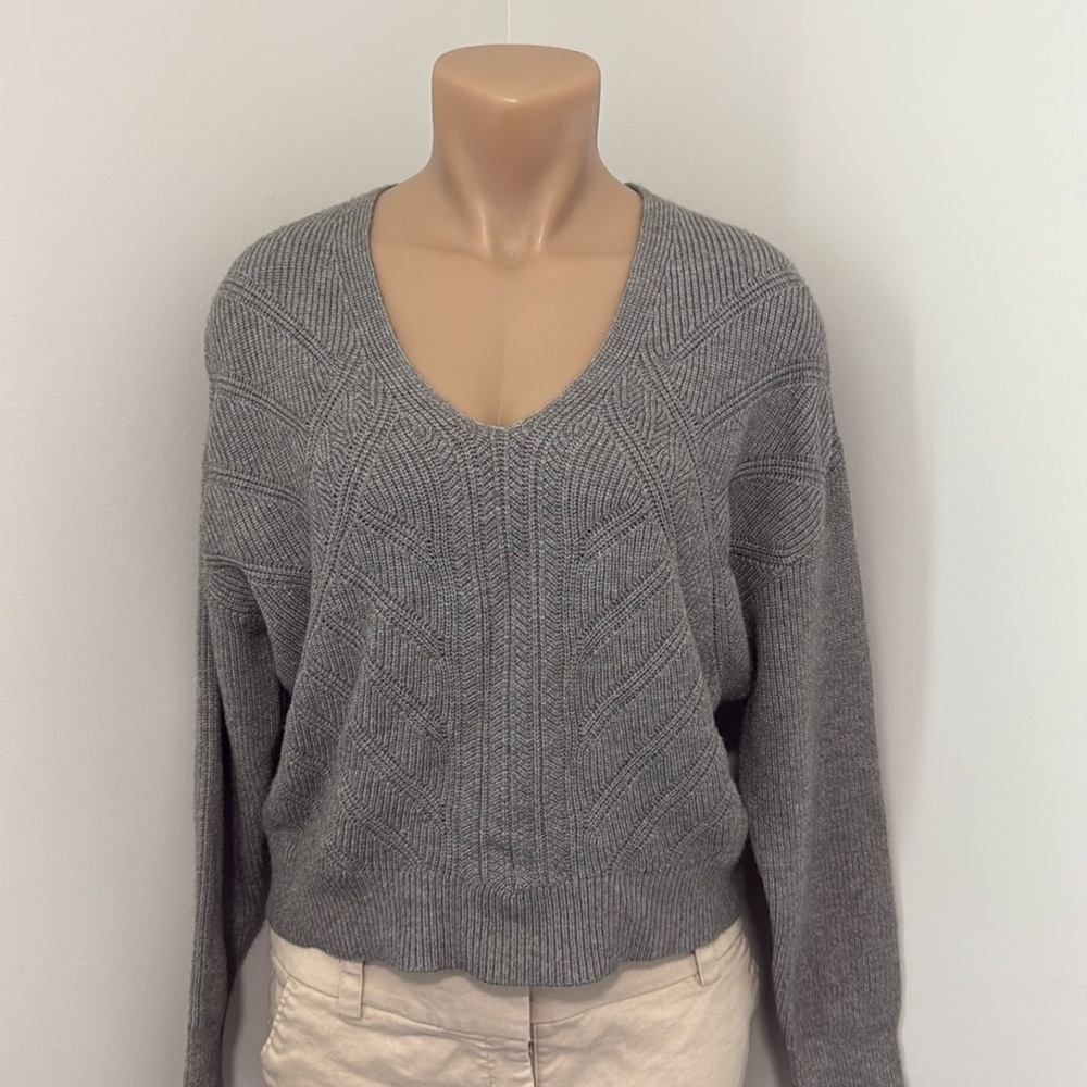 Gray V-Neck Women's Sweater